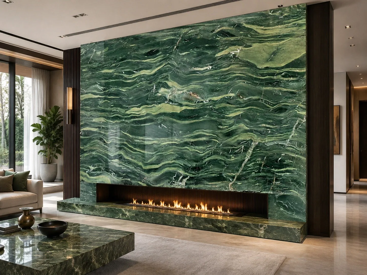 Golden Silk Nanmu Green Marble Tiles Countertops for Kitchen thumbnail 2