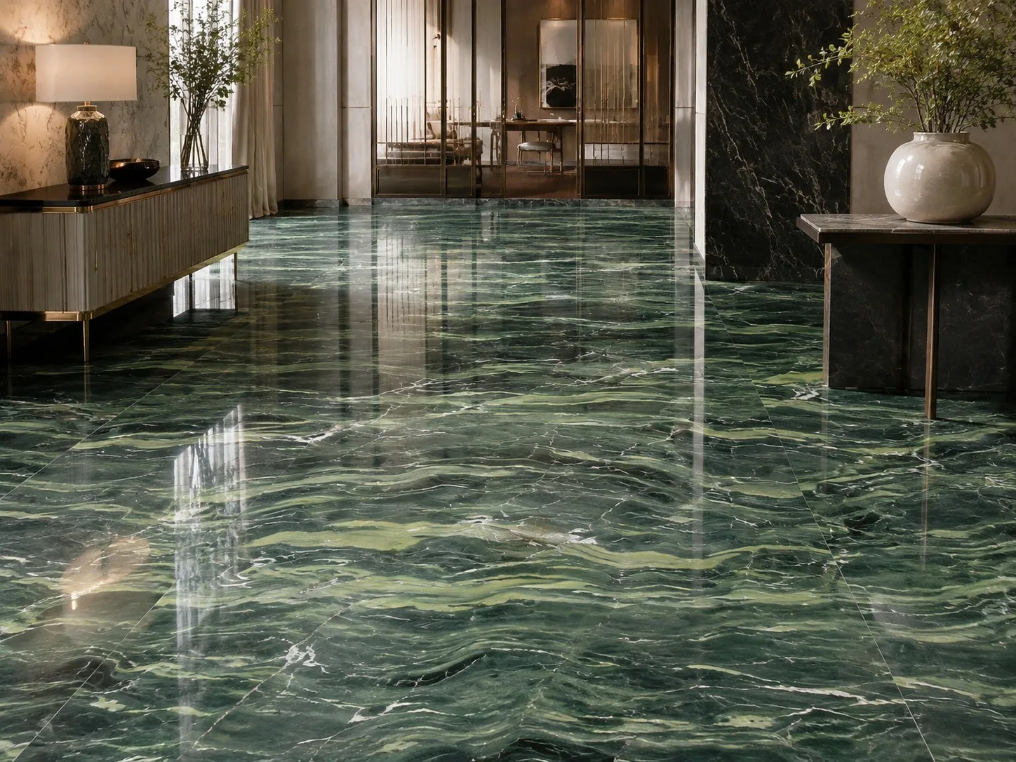 Golden Silk Nanmu Green Marble Tiles Countertops for Kitchen thumbnail 3