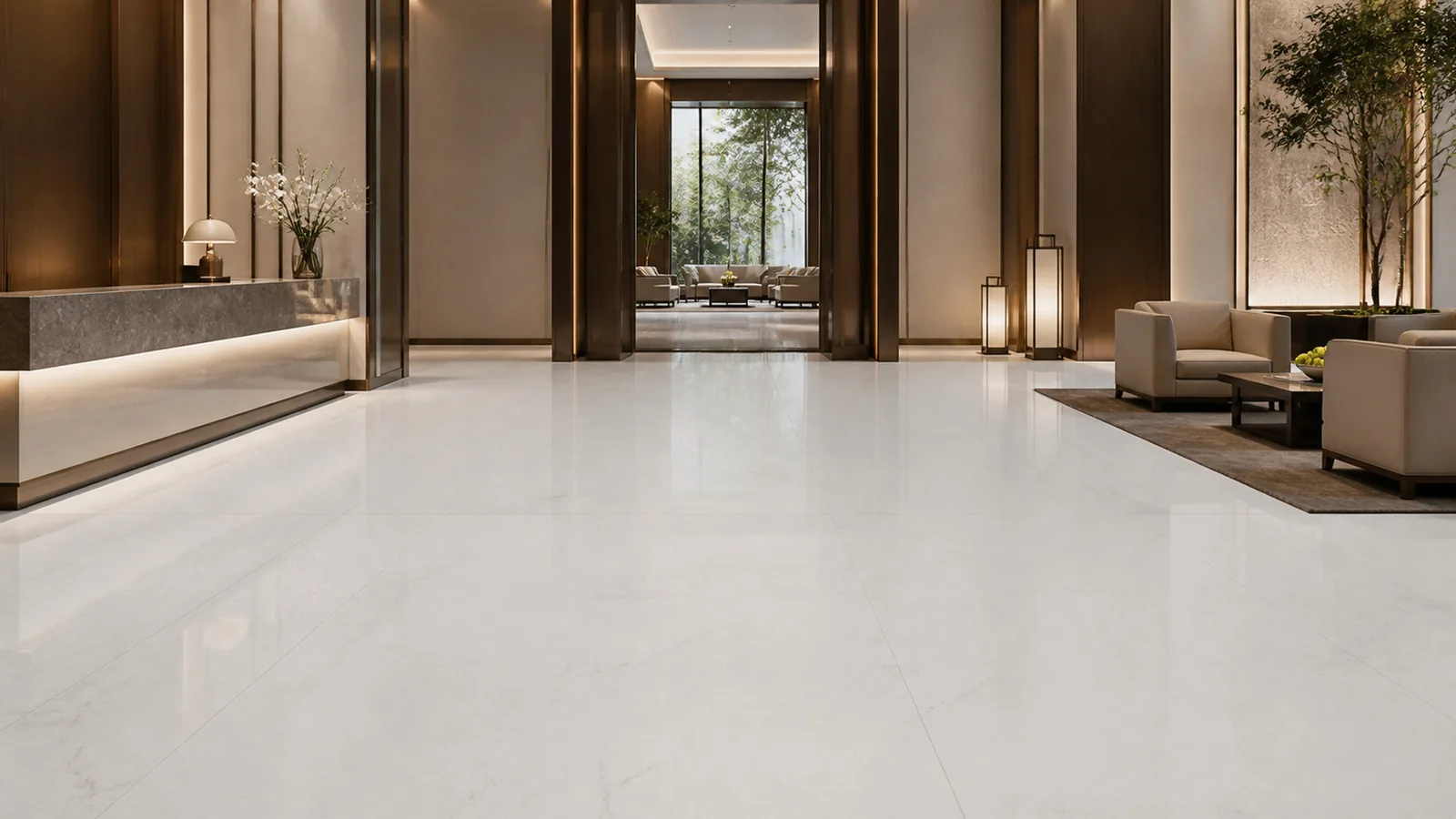 Ivory White Silk Vein Recycled Marble Sintered Stone Slabs for Hotel Lobby Flooring thumbnail 4