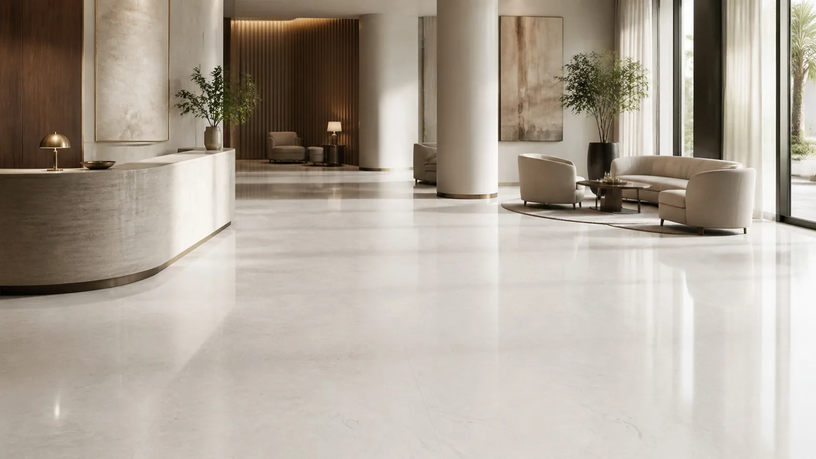 Ivory White Silk Vein Recycled Marble Sintered Stone Slabs for Hotel Lobby Flooring thumbnail 5