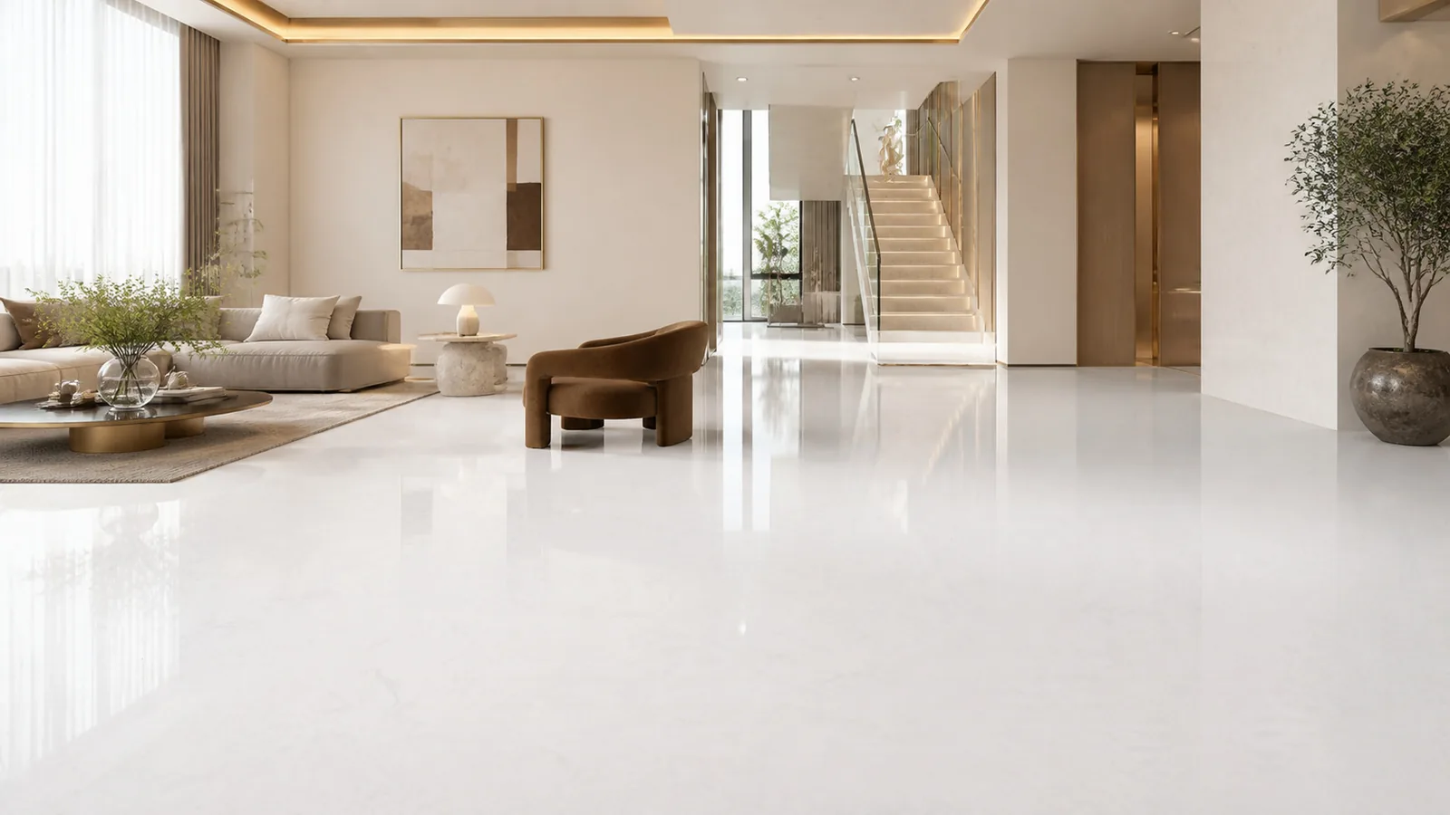 Pearl White Feather Cloud Recycled Marble Sintered Stone Slabs for Luxury Villa Flooring thumbnail 4