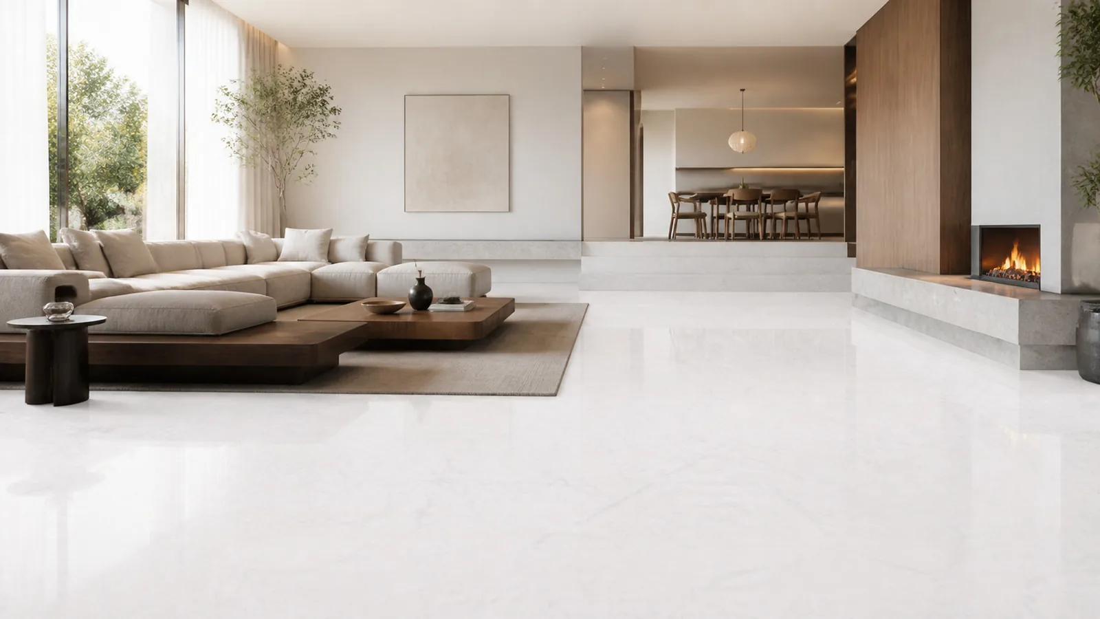 Pearl White Feather Cloud Recycled Marble Sintered Stone Slabs for Luxury Villa Flooring thumbnail 5