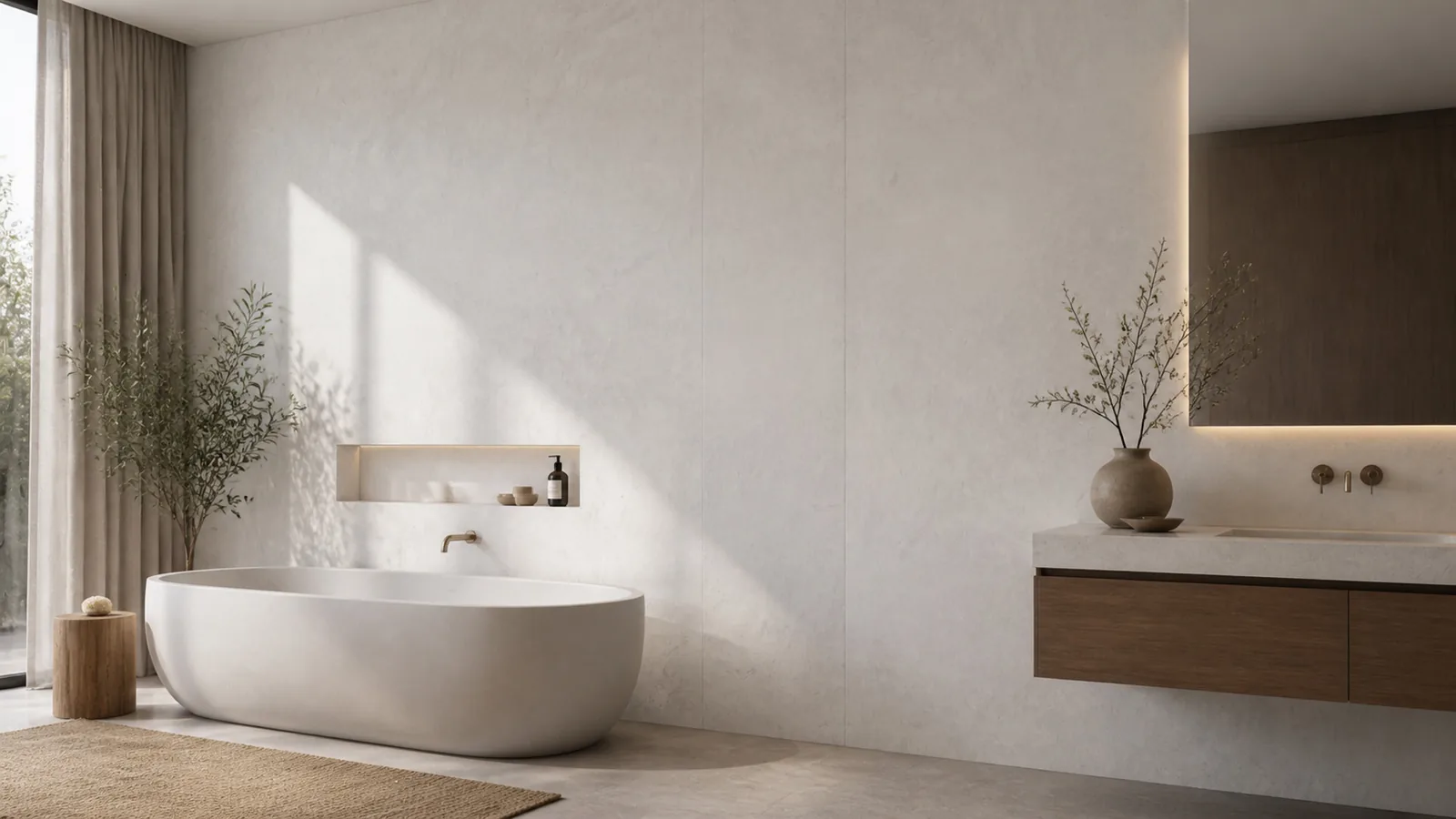 Warm White Wispy Brush Vein Recycled Marble Sintered Stone Slabs for Bathroom Walls thumbnail 5