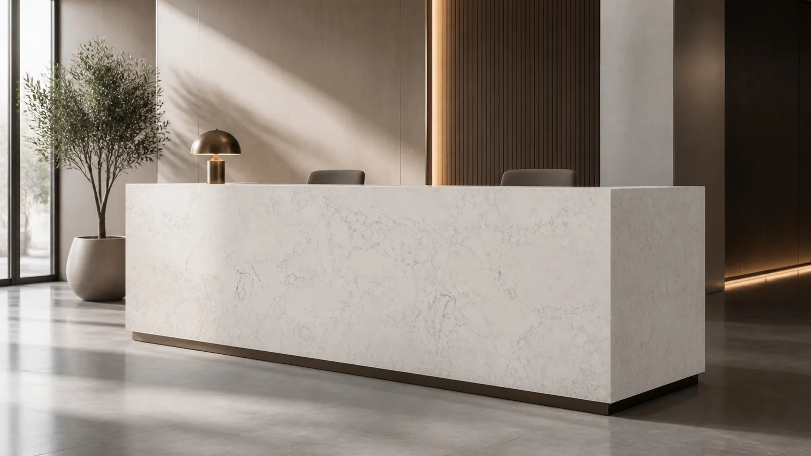 Silver White Fine Web Vein Recycled Marble Sintered Stone Slabs for Reception Desk Cladding thumbnail 5