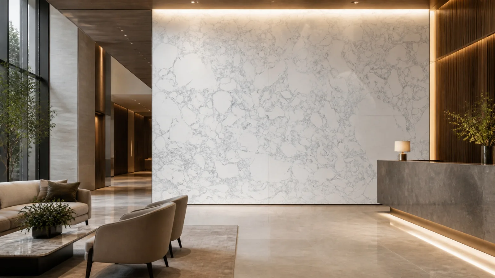 Crystal White Gray Breccia Pattern Recycled Marble Sintered Stone Slabs for Statement Feature Walls thumbnail 4
