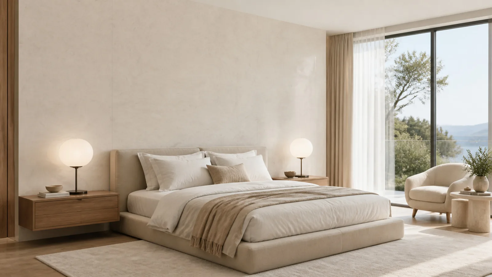 Peach Beige Gentle Ripple Vein Recycled Marble Sintered Stone Slabs for Bedroom Feature Walls thumbnail 3