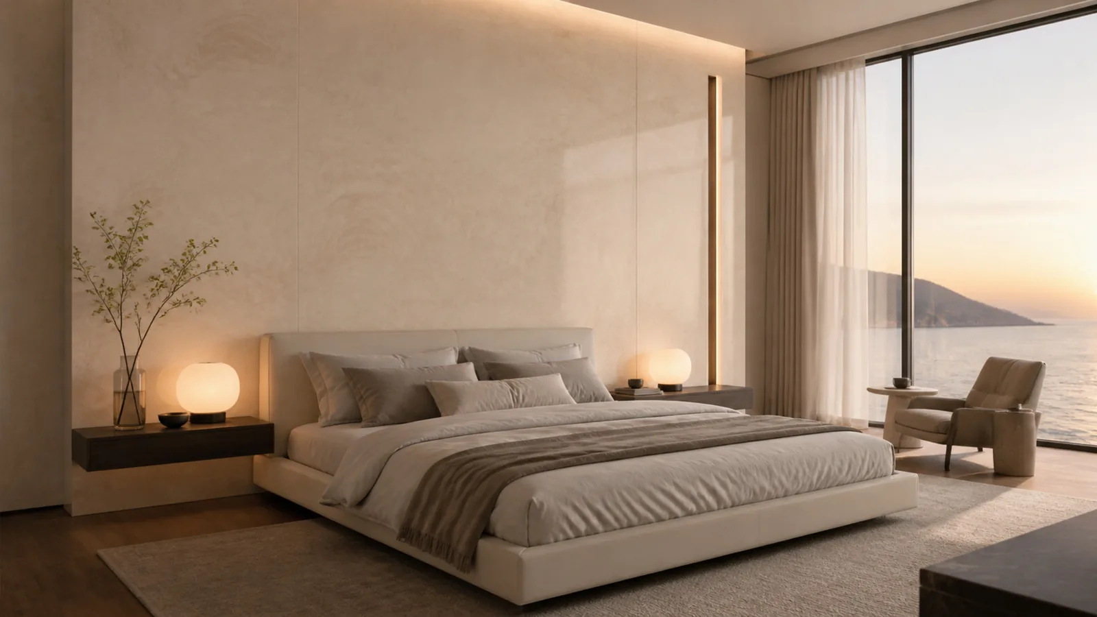 Peach Beige Gentle Ripple Vein Recycled Marble Sintered Stone Slabs for Bedroom Feature Walls thumbnail 4