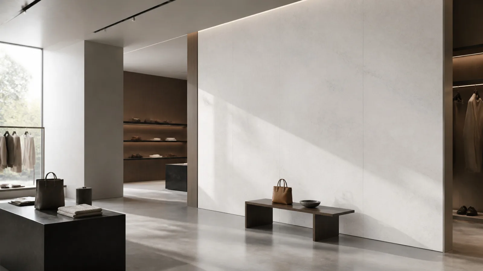 Arctic White Subtle Linear Vein Recycled Marble Sintered Stone Slabs for Retail Display Walls thumbnail 5