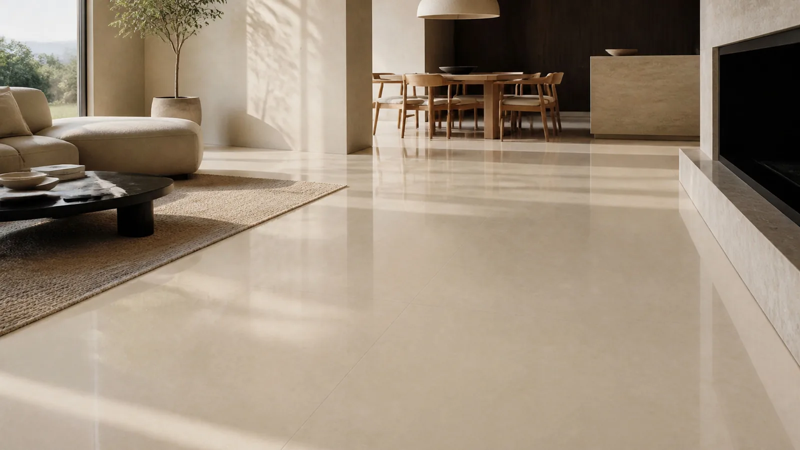 Warm Beige Subtle Mist Vein Recycled Marble Sintered Stone Slabs for Apartment Floors thumbnail 5