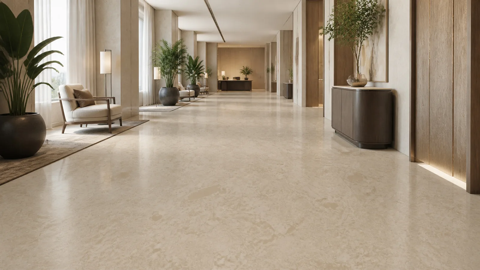 Taupe Beige Soft Cloud Vein Recycled Marble Sintered Stone Slabs for Hotel Corridor Floors thumbnail 3