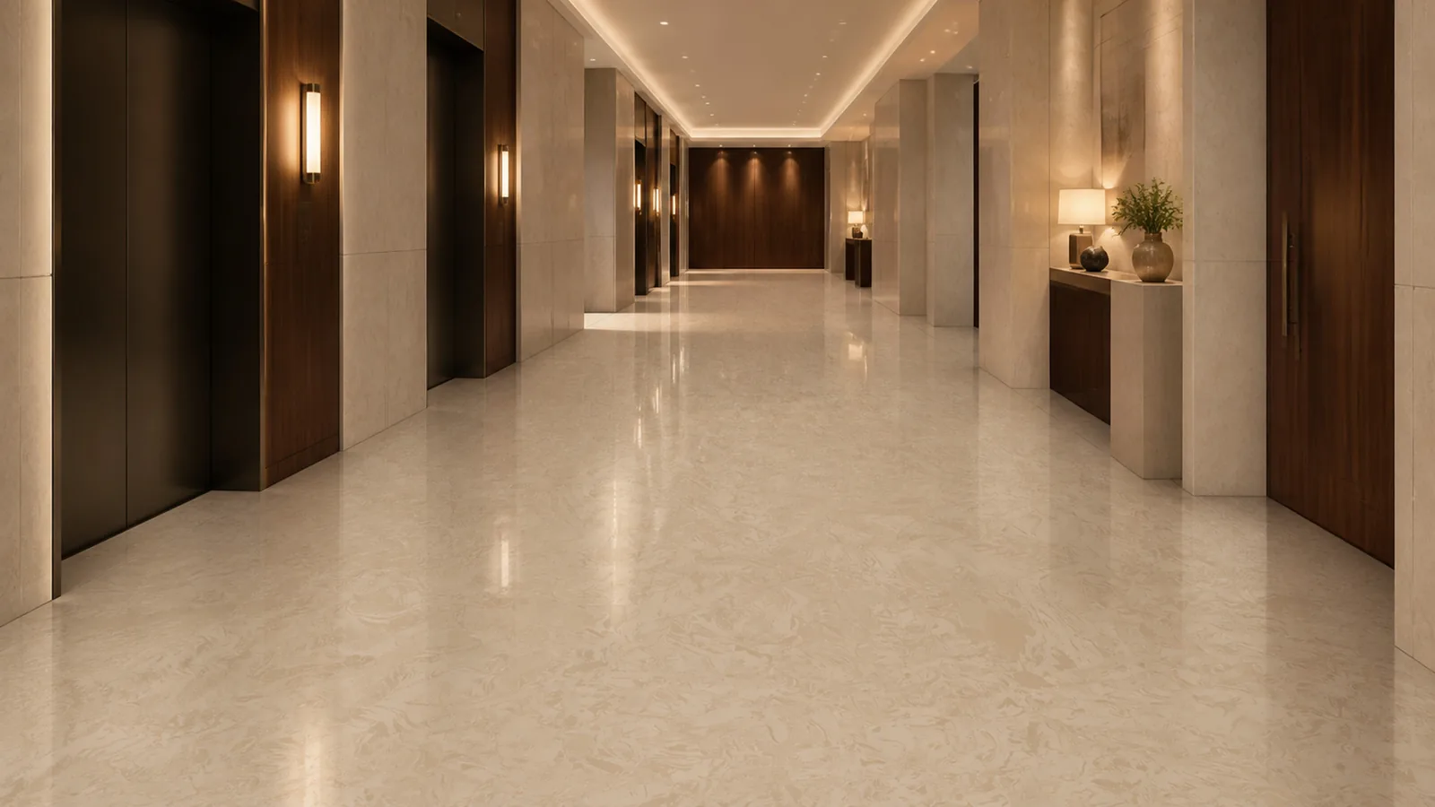 Taupe Beige Soft Cloud Vein Recycled Marble Sintered Stone Slabs for Hotel Corridor Floors thumbnail 4