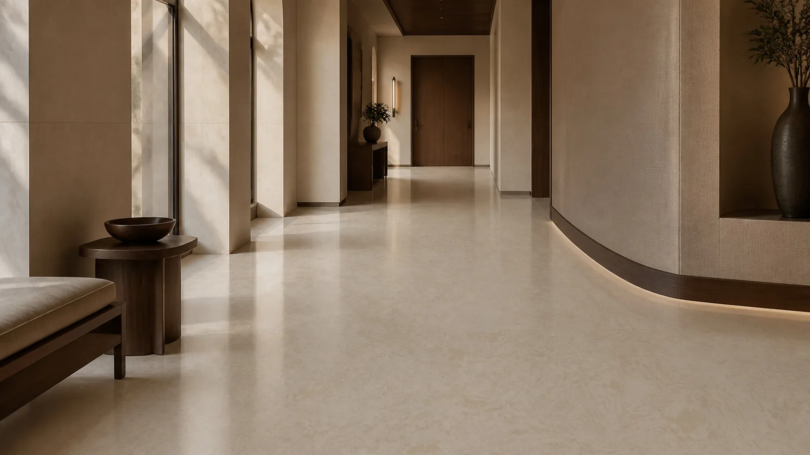 Taupe Beige Soft Cloud Vein Recycled Marble Sintered Stone Slabs for Hotel Corridor Floors thumbnail 5