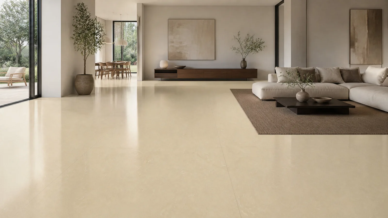 Golden Beige Fine Fiber Vein Recycled Marble Sintered Stone Slabs for Living Room Floors thumbnail 3