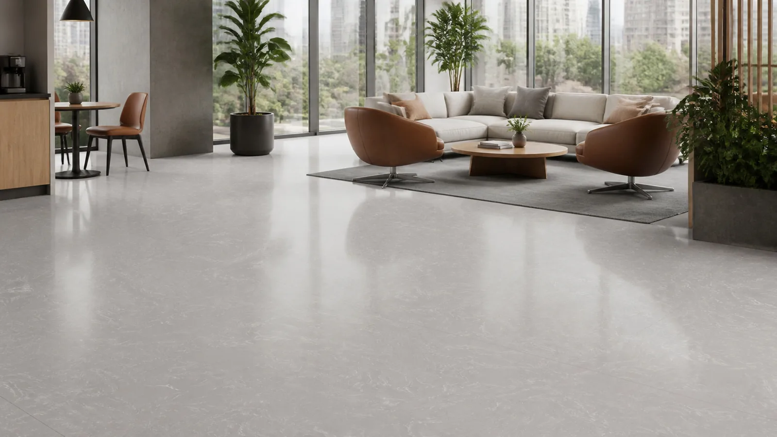 Dove Gray Soft Feather Vein Recycled Marble Sintered Stone Slabs for Office Floors thumbnail 3