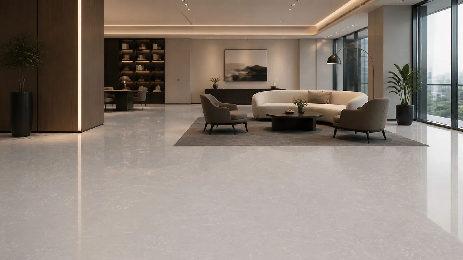 Dove Gray Soft Feather Vein Recycled Marble Sintered Stone Slabs for Office Floors thumbnail 4
