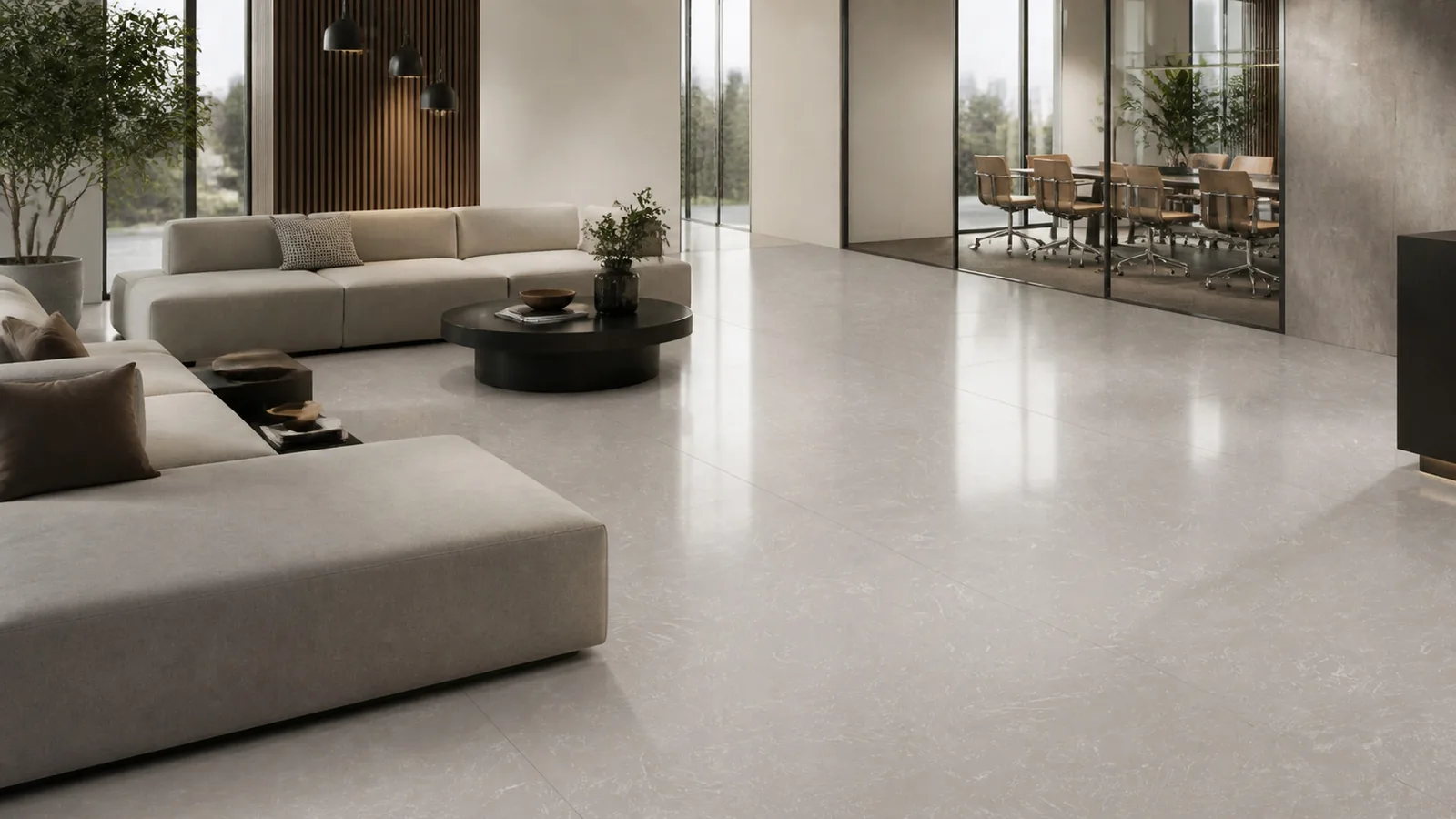 Dove Gray Soft Feather Vein Recycled Marble Sintered Stone Slabs for Office Floors thumbnail 5