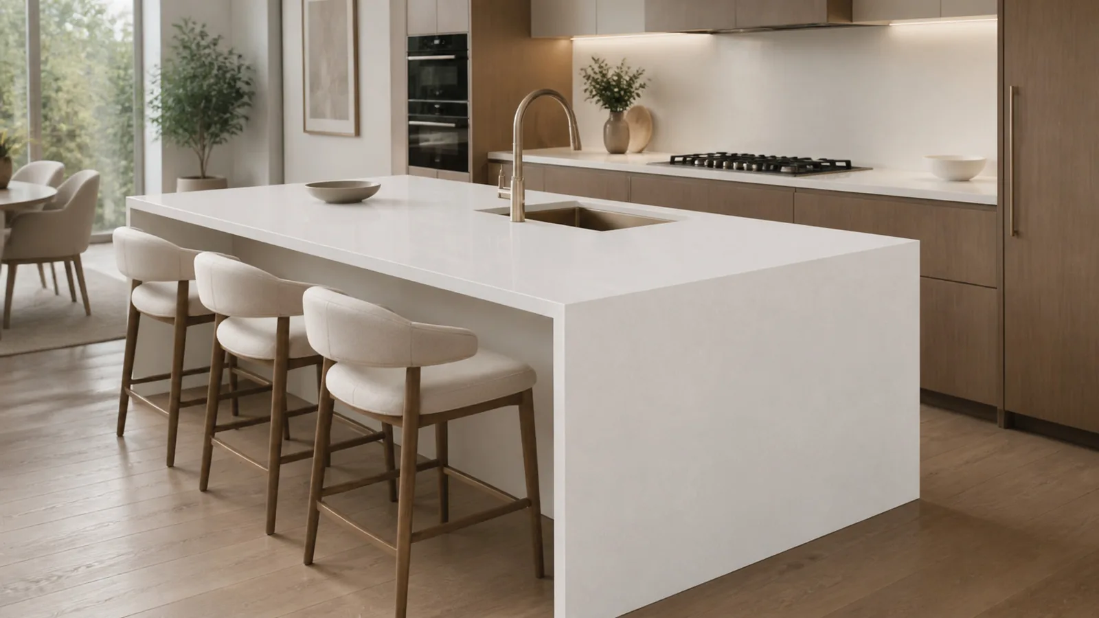 Porcelain White Subtle Frost Vein Recycled Marble Sintered Stone Slabs for Kitchen Islands thumbnail 3