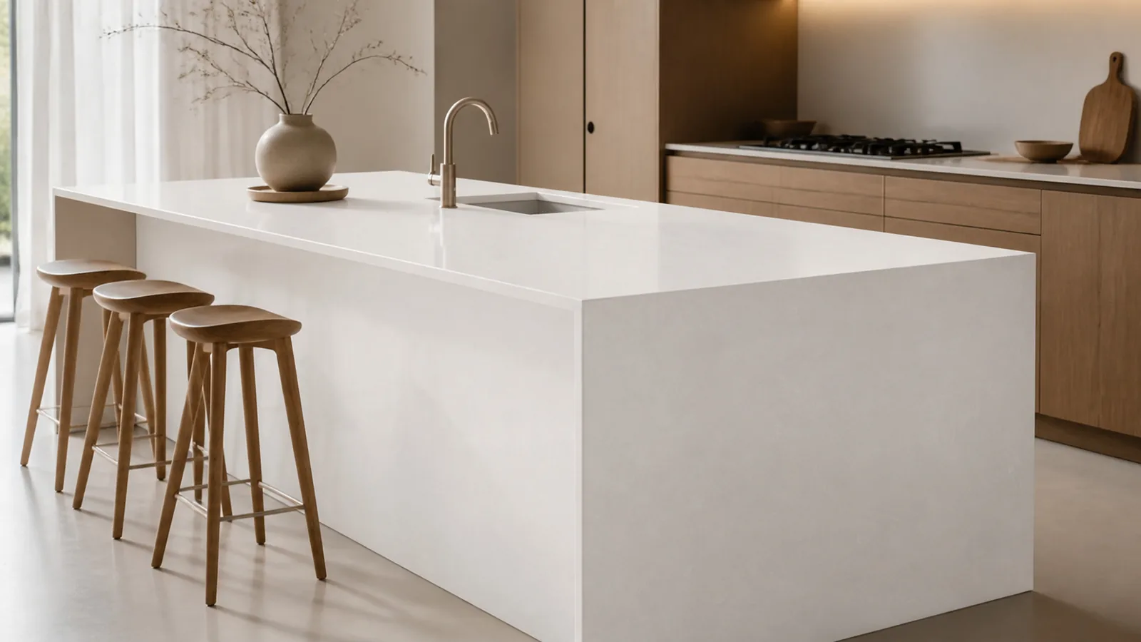Porcelain White Subtle Frost Vein Recycled Marble Sintered Stone Slabs for Kitchen Islands thumbnail 5