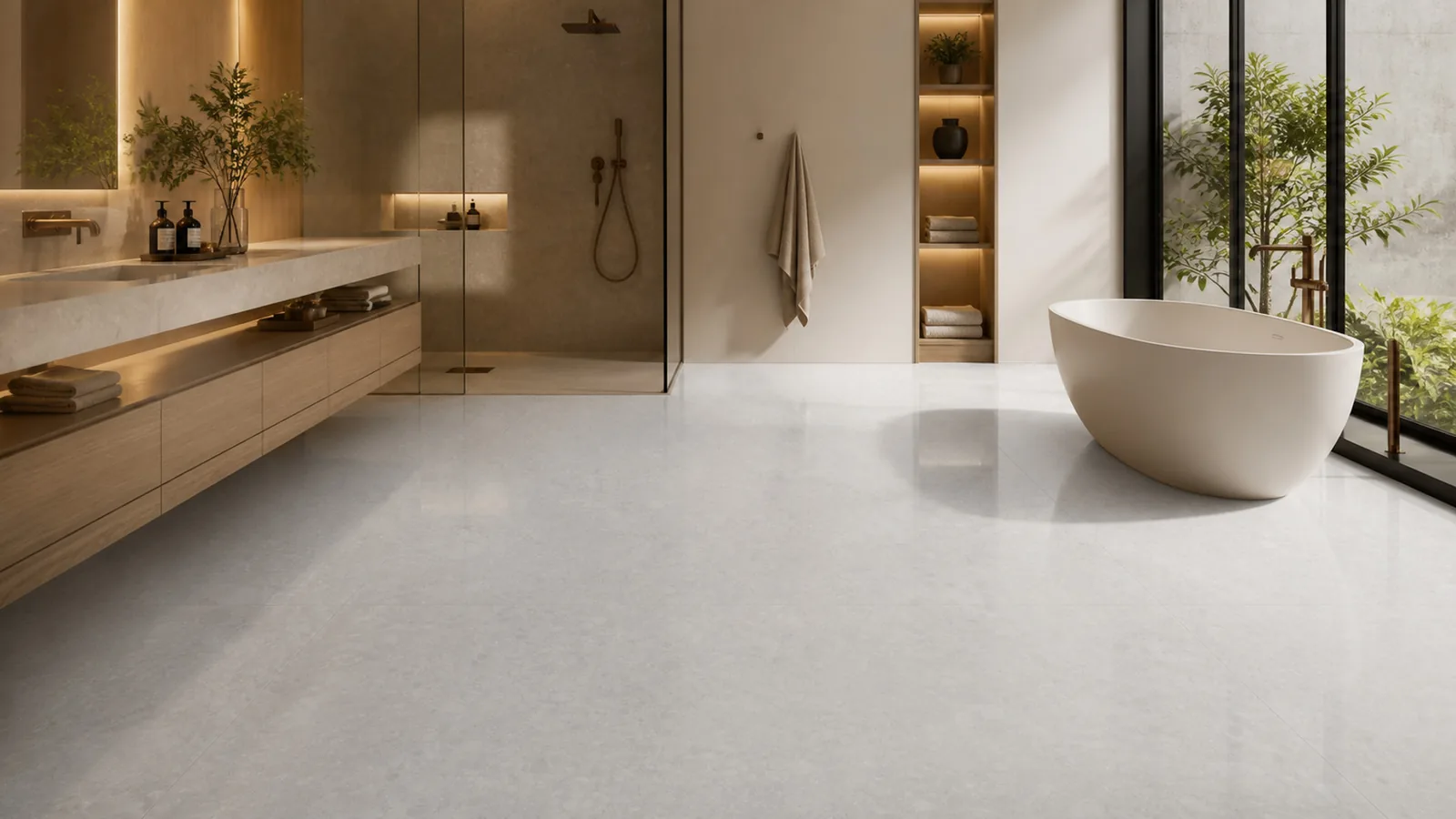 Pale Silver Fine Speckle Pattern Recycled Marble Sintered Stone Slabs for Bathroom Floors thumbnail 4