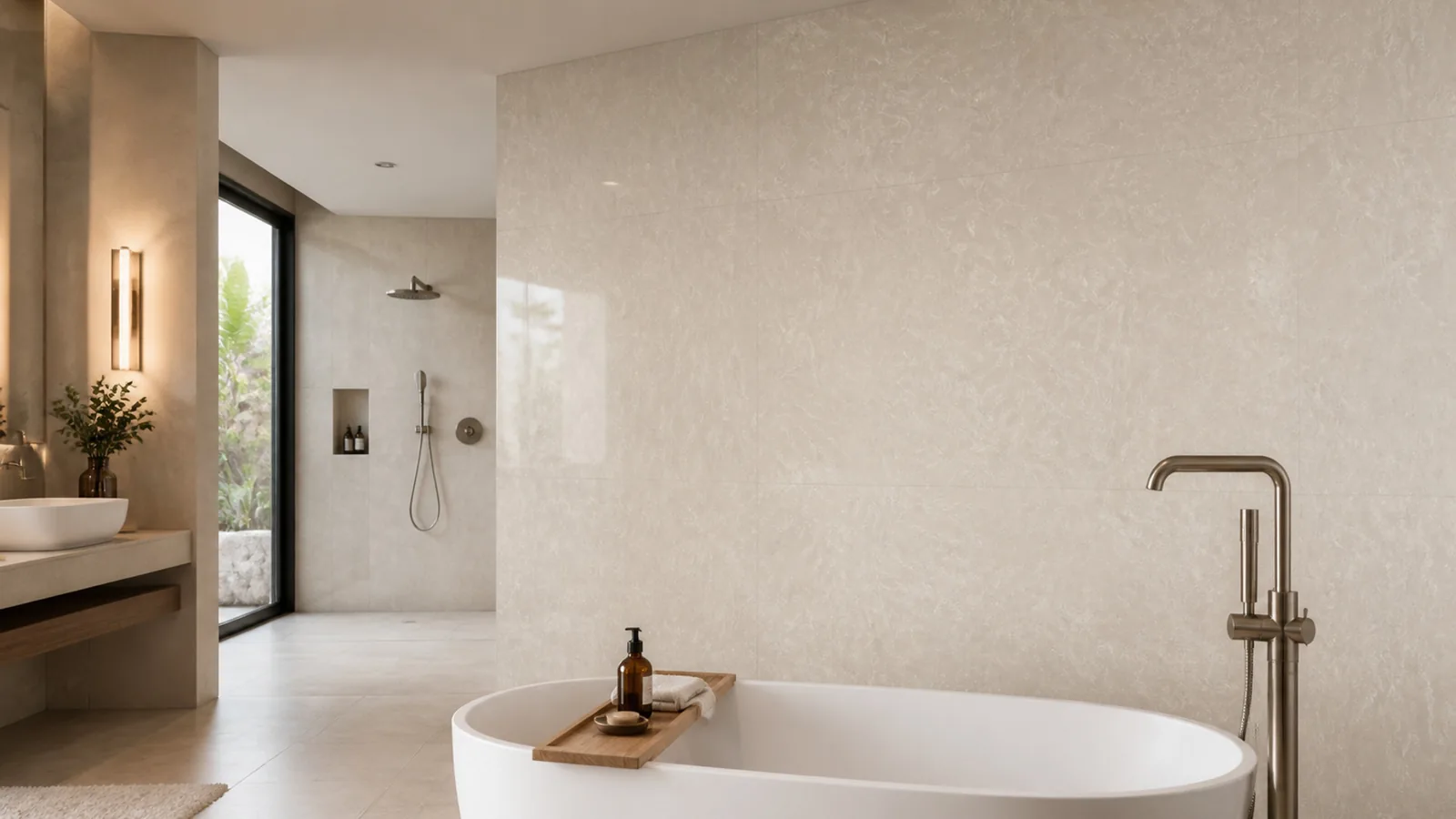 Light Greige Soft Feather Vein Recycled Marble Sintered Stone Slabs for Hotel Bathroom Walls thumbnail 3