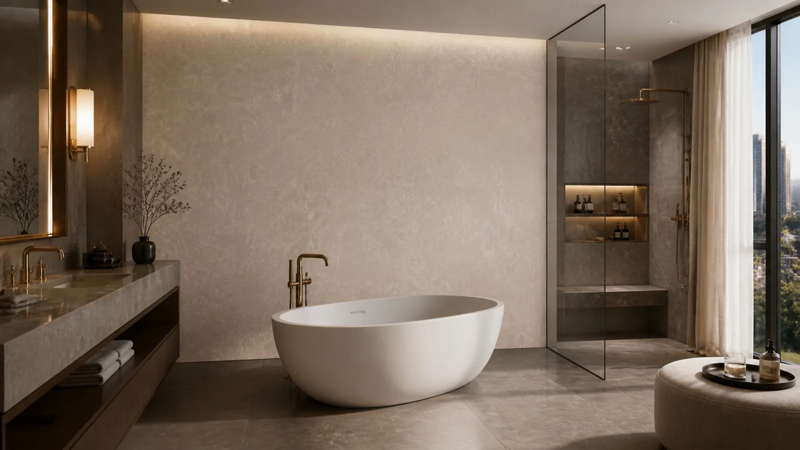 Light Greige Soft Feather Vein Recycled Marble Sintered Stone Slabs for Hotel Bathroom Walls thumbnail 4