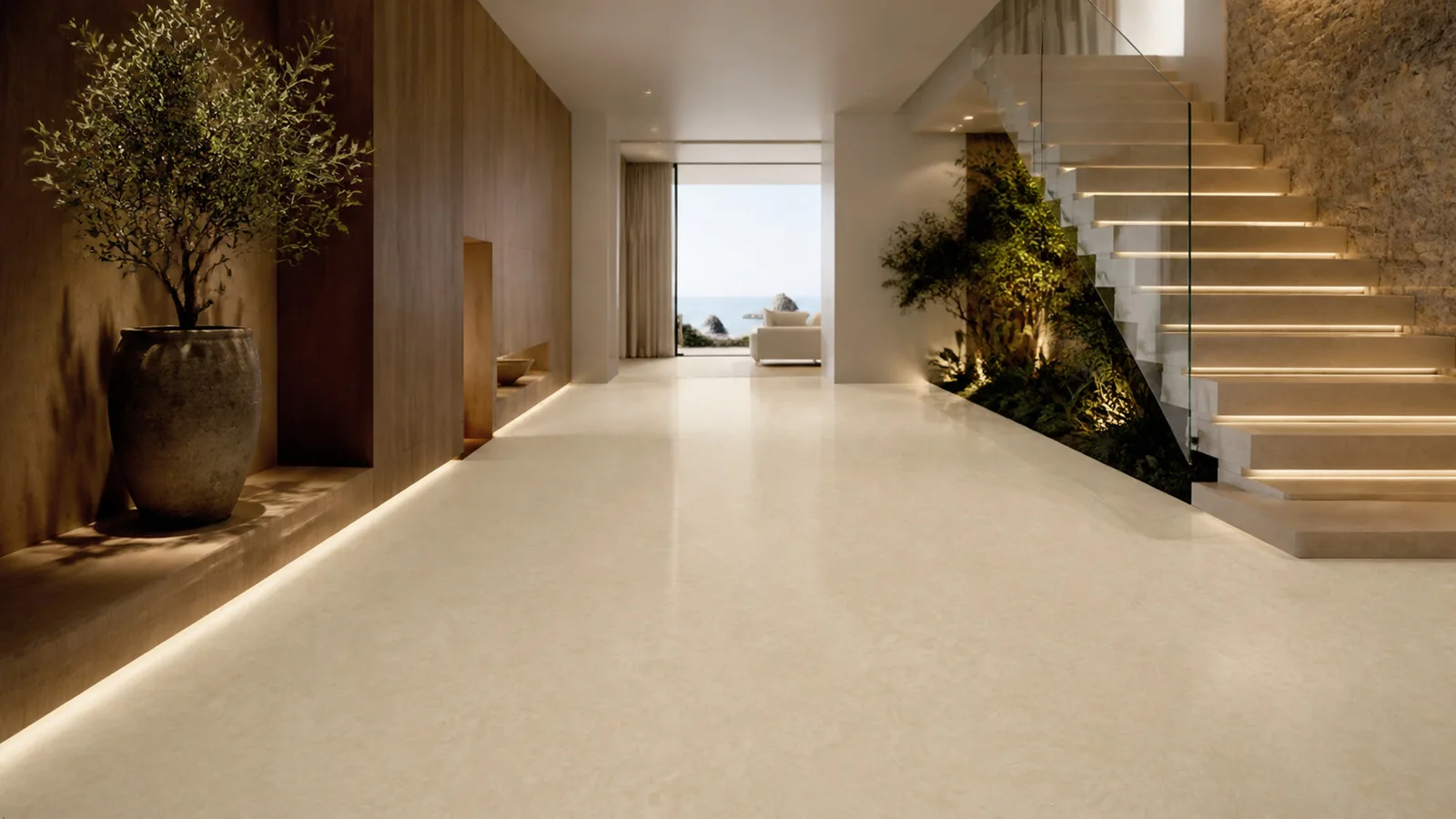 Pale Cream Gentle Cloud Vein Recycled Marble Sintered Stone Slabs for Villa Hallways thumbnail 4