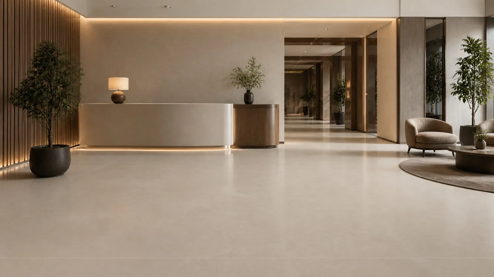 Warm Greige Fine Fiber Vein Recycled Marble Sintered Stone Slabs for Office Reception Floors thumbnail 4