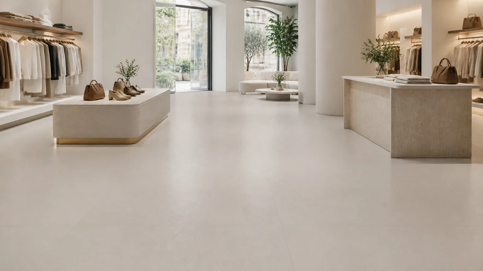 Light Taupe Subtle Mist Vein Recycled Marble Sintered Stone Slabs for Retail Store Floors thumbnail 3