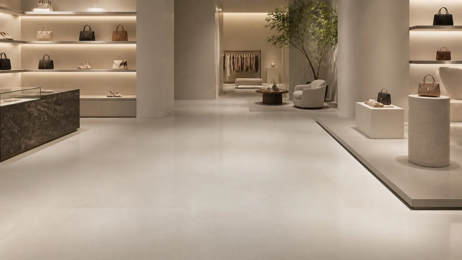 Light Taupe Subtle Mist Vein Recycled Marble Sintered Stone Slabs for Retail Store Floors thumbnail 4