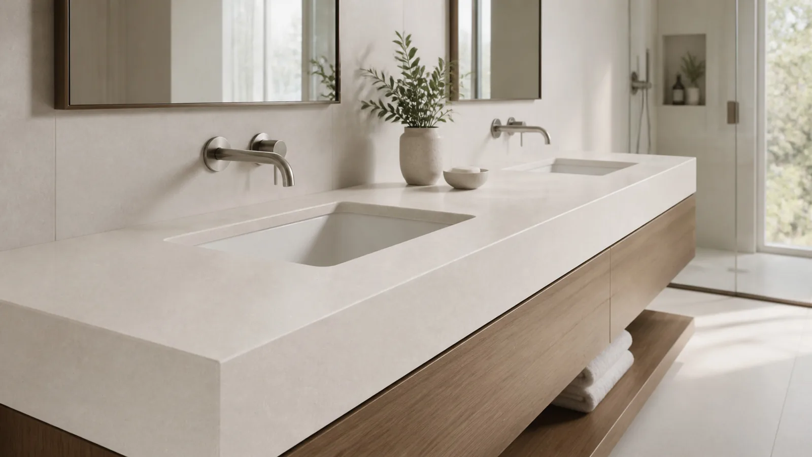 Pearl White Soft Swirl Vein Recycled Marble Sintered Stone Slabs for Bathroom Vanity Tops thumbnail 3