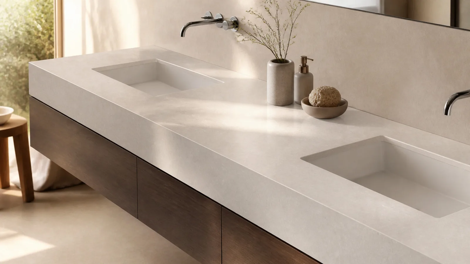 Pearl White Soft Swirl Vein Recycled Marble Sintered Stone Slabs for Bathroom Vanity Tops thumbnail 5