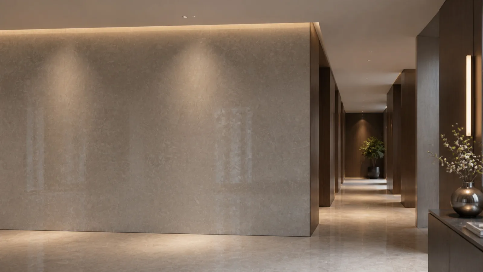 Mushroom Gray Fine Mineral Pattern Recycled Marble Sintered Stone Slabs for Hotel Corridor Walls thumbnail 4