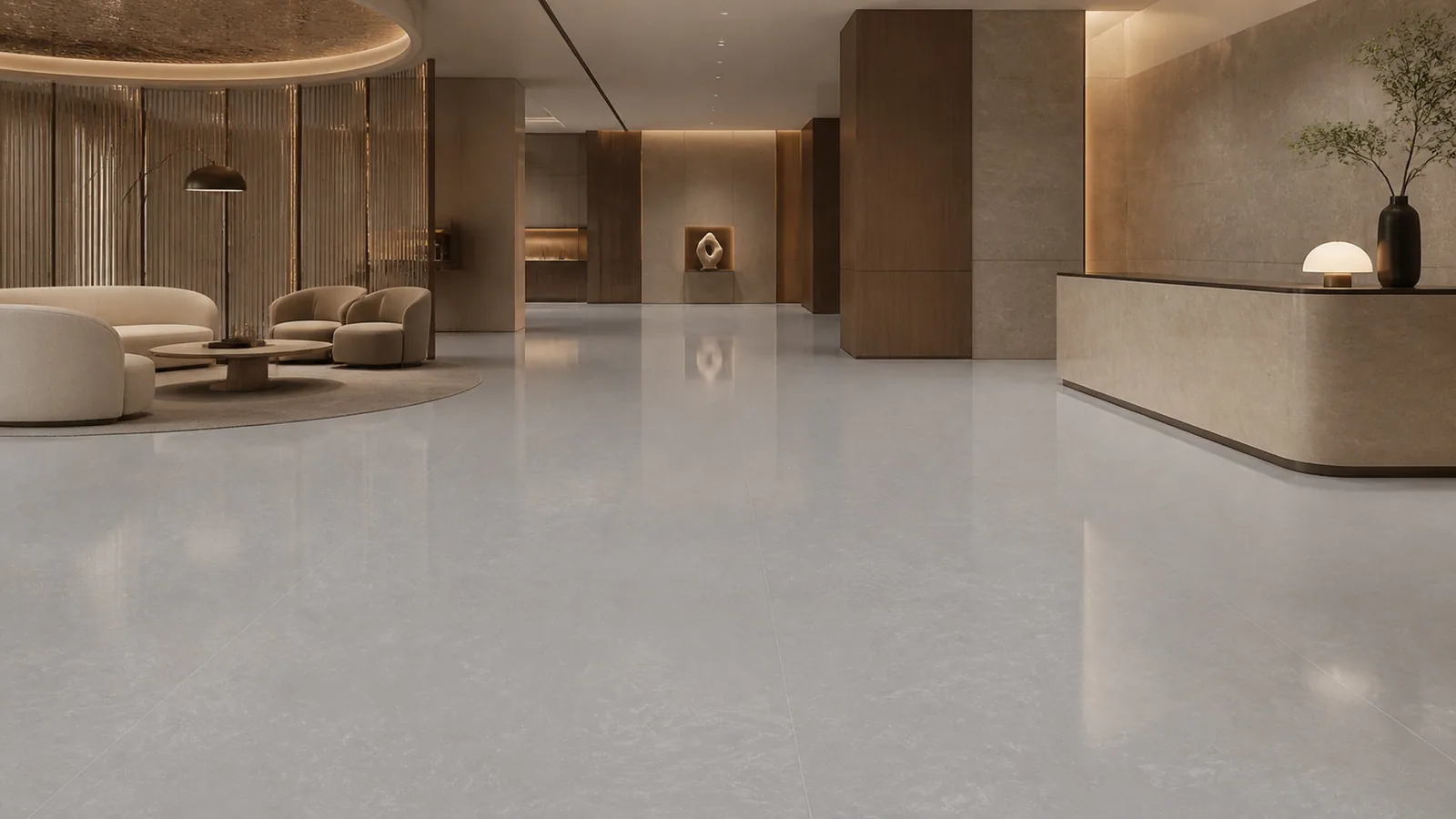 Silver Gray Soft Fiber Vein Recycled Marble Sintered Stone Slabs for Commercial Lobby Floors thumbnail 4