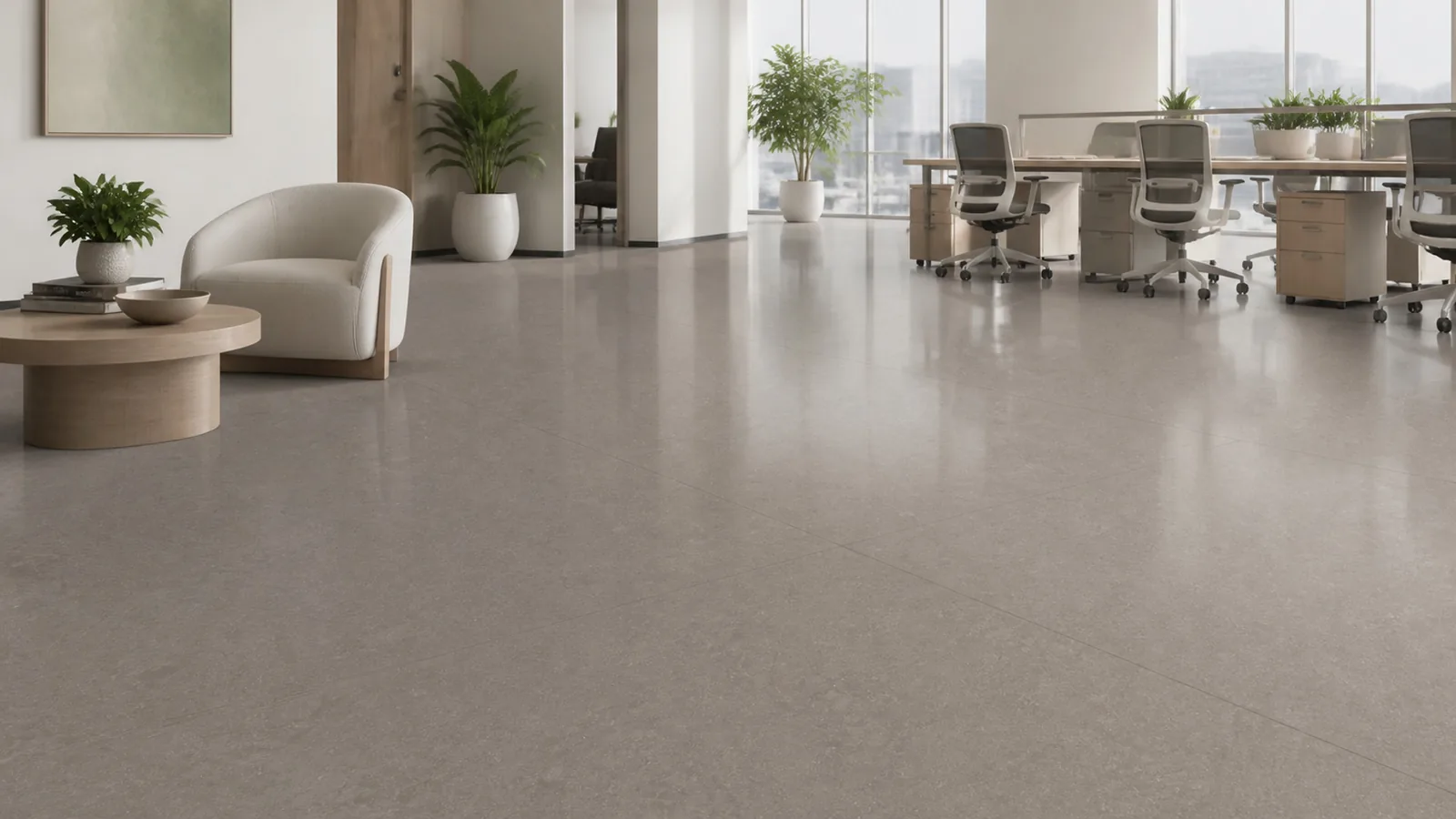 Cement Gray Fine Cloud Vein Recycled Marble Sintered Stone Slabs for Contemporary Office Floors thumbnail 3