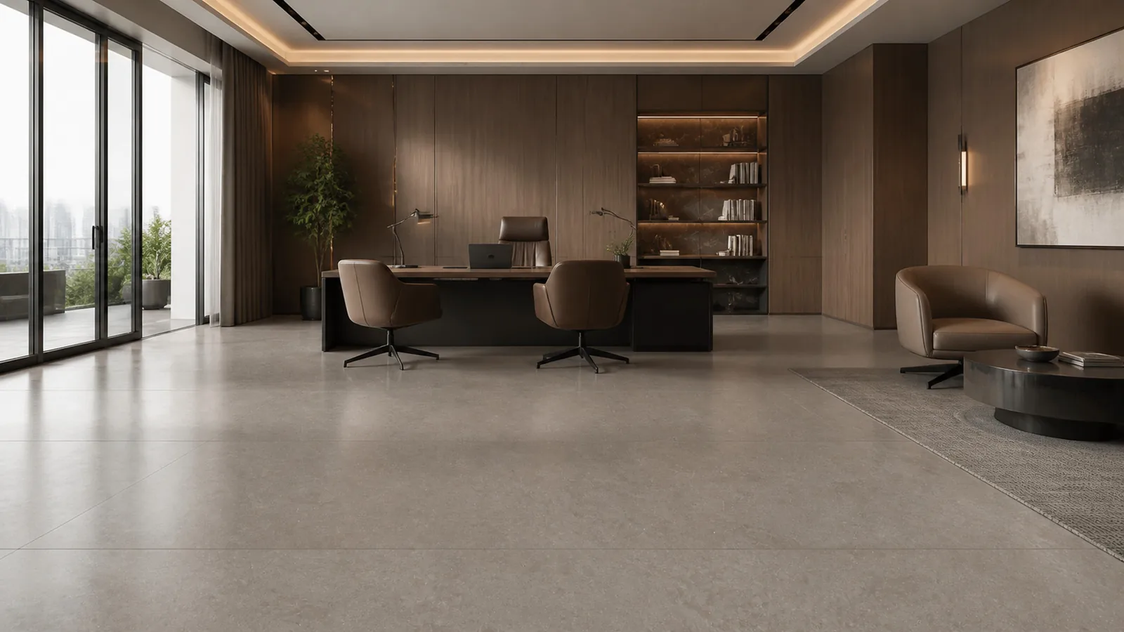 Cement Gray Fine Cloud Vein Recycled Marble Sintered Stone Slabs for Contemporary Office Floors thumbnail 4