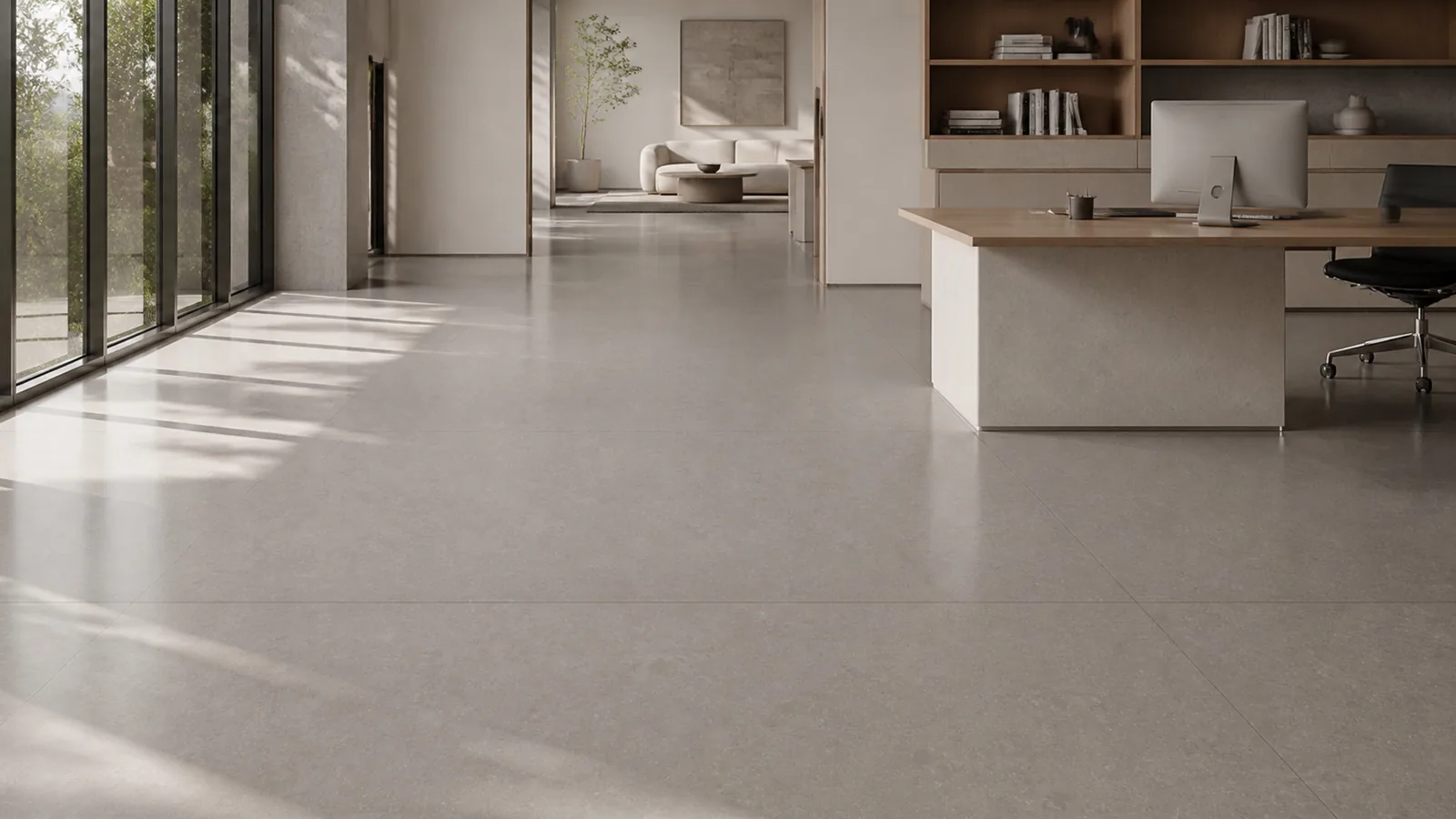 Cement Gray Fine Cloud Vein Recycled Marble Sintered Stone Slabs for Contemporary Office Floors thumbnail 5