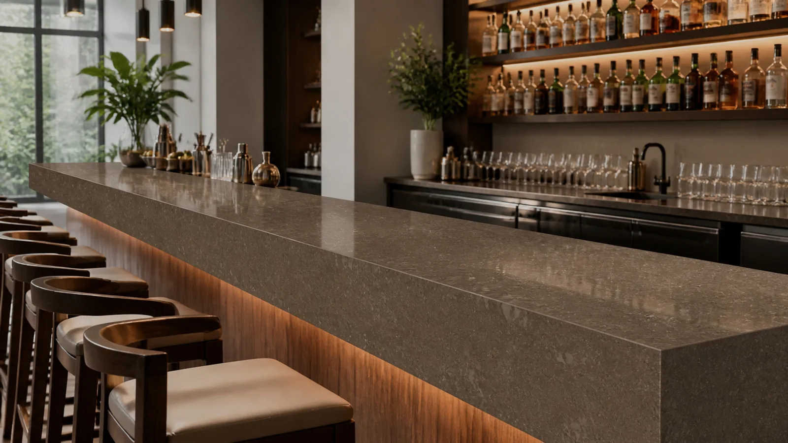 Walnut Brown Organic Cloud Vein Recycled Marble Sintered Stone Slabs for Bar Countertops thumbnail 3