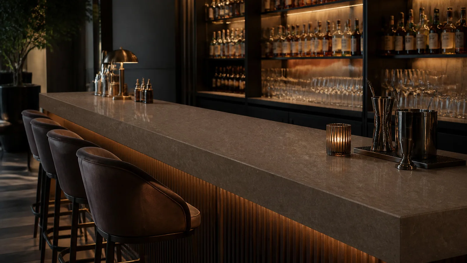 Walnut Brown Organic Cloud Vein Recycled Marble Sintered Stone Slabs for Bar Countertops thumbnail 4