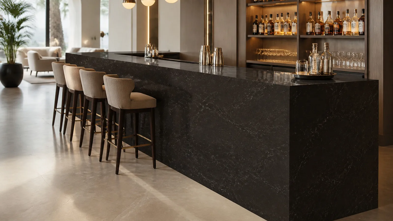 Dark Espresso White Branch Vein Recycled Marble Sintered Stone Slabs for Luxury Bar Counters thumbnail 3