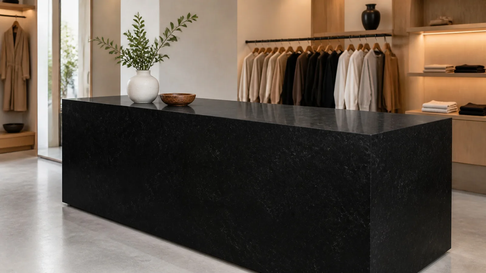 Jet Black Subtle Smoke Vein Recycled Marble Sintered Stone Slabs for Boutique Countertops thumbnail 3