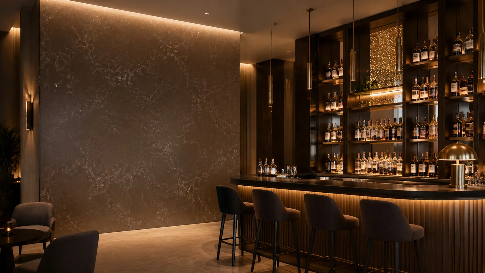 Chocolate Brown Silver Web Vein Recycled Marble Sintered Stone Slabs for Hotel Bar Walls thumbnail 4