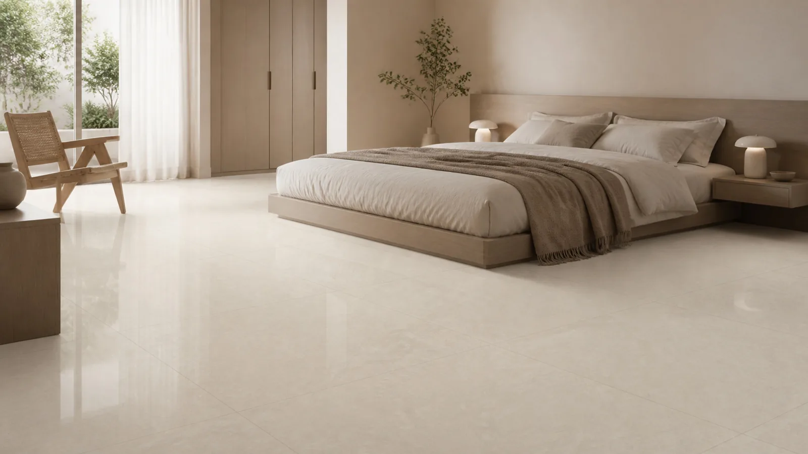 Ivory Cream Gentle Swirl Vein Recycled Marble Sintered Stone Slabs for Bedroom Floors thumbnail 5