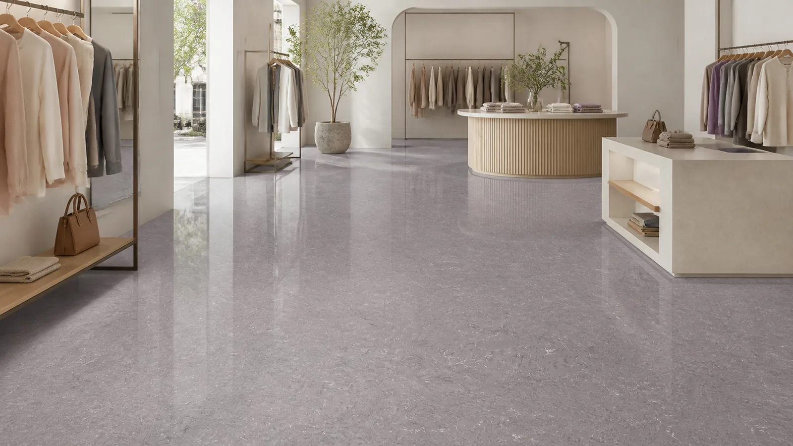 Lavender Gray Feathered Grain Pattern Recycled Marble Sintered Stone Slabs for Boutique Floors thumbnail 3
