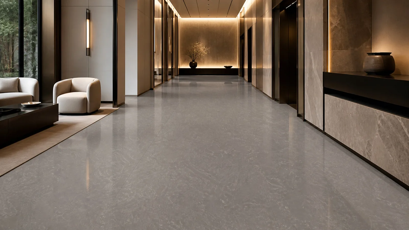 Slate Gray Flowing Fiber Vein Recycled Marble Sintered Stone Slabs for Commercial Corridor Floors thumbnail 4