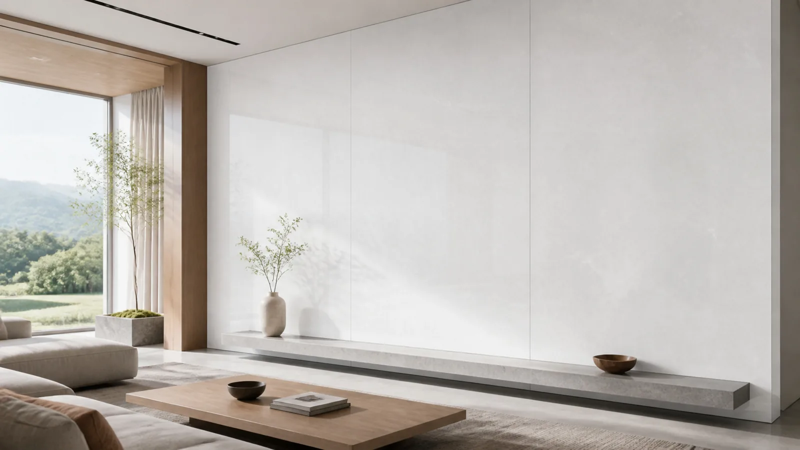 Pure White Subtle Frost Vein Recycled Marble Sintered Stone Slabs for Clean Interior Walls thumbnail 3