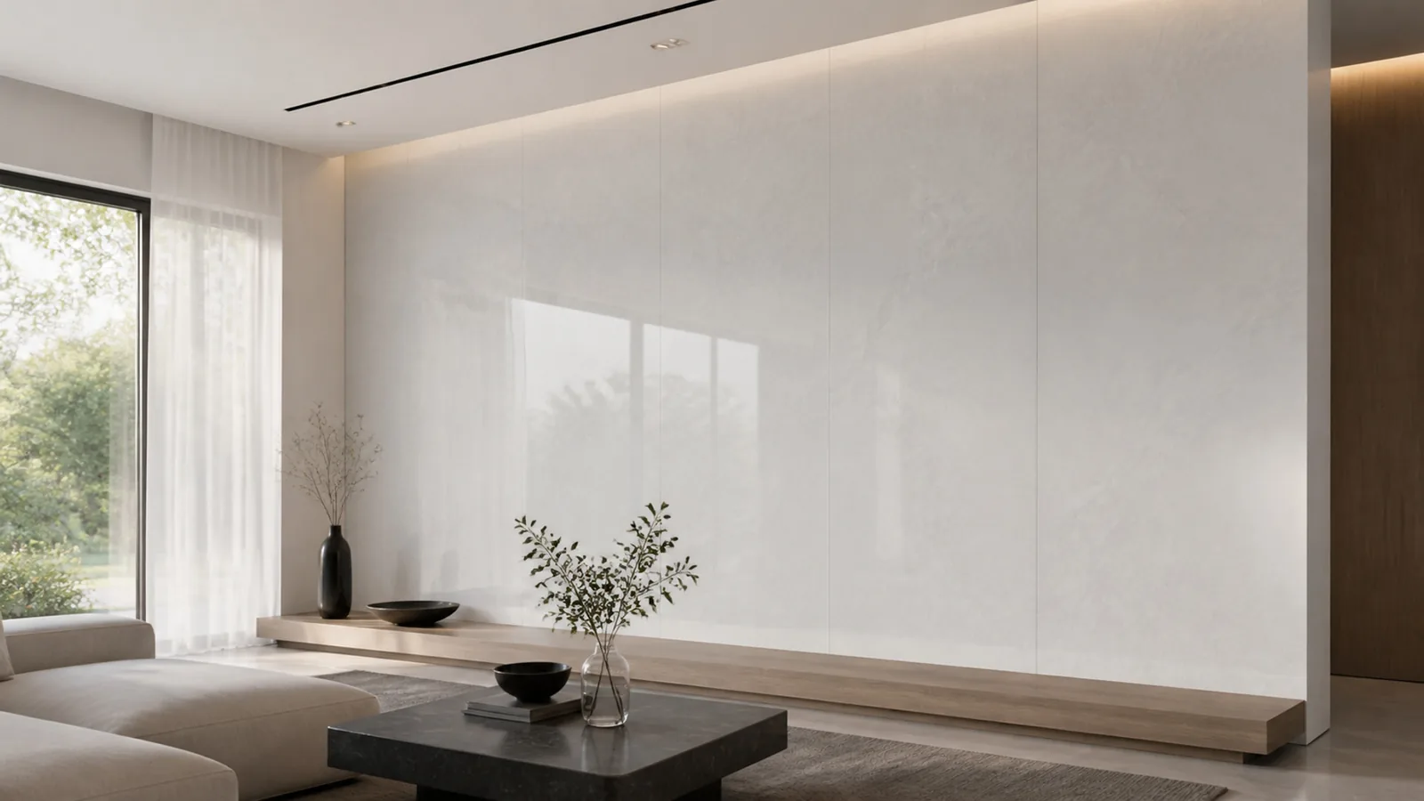 Pure White Subtle Frost Vein Recycled Marble Sintered Stone Slabs for Clean Interior Walls thumbnail 5