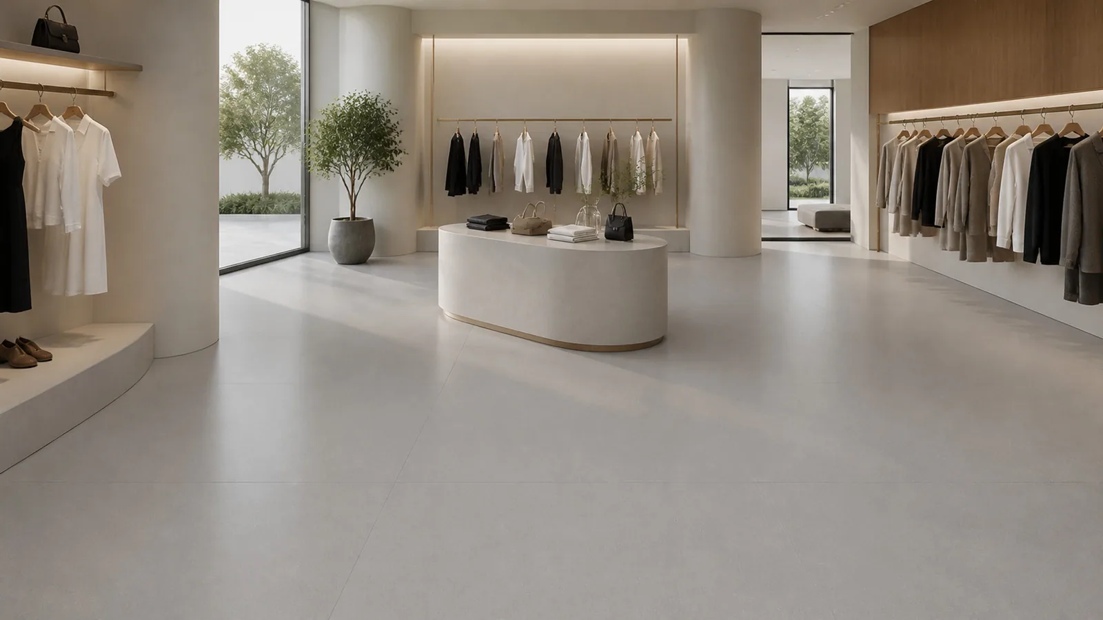 Concrete Gray Fine Speckle Pattern Recycled Marble Sintered Stone Slabs for Retail Floors thumbnail 3