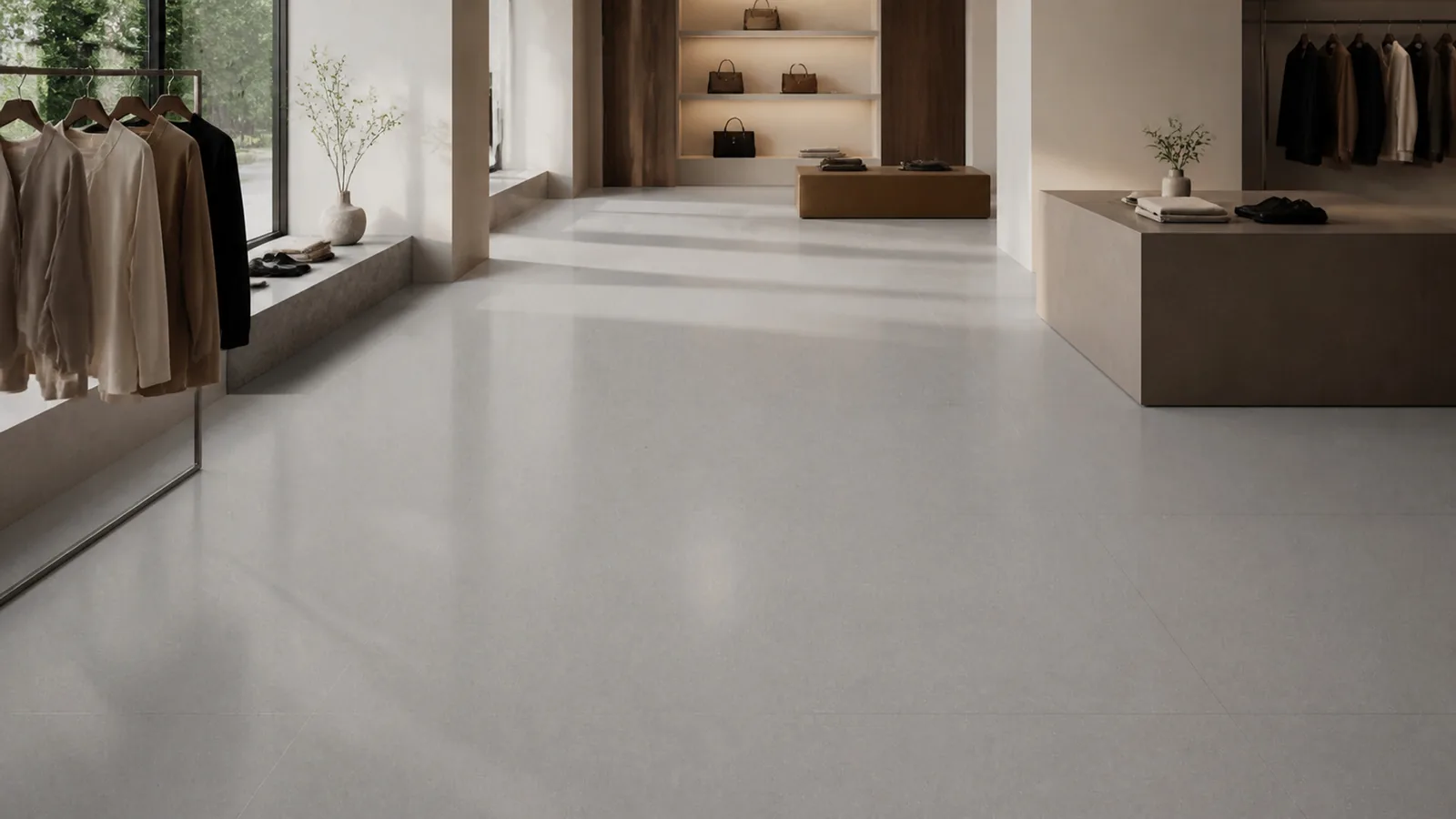 Concrete Gray Fine Speckle Pattern Recycled Marble Sintered Stone Slabs for Retail Floors thumbnail 5