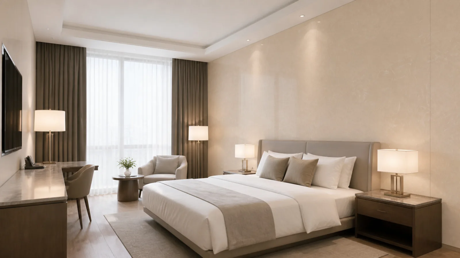 Natural Beige Soft Wispy Vein Recycled Marble Sintered Stone Slabs for Hotel Guestroom Walls thumbnail 3