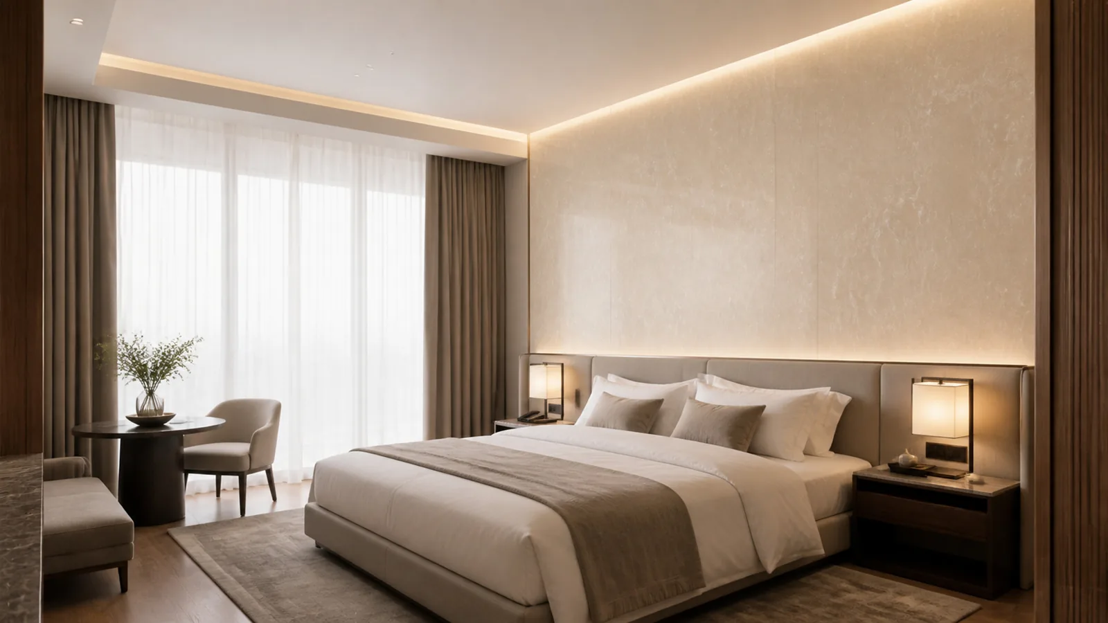 Natural Beige Soft Wispy Vein Recycled Marble Sintered Stone Slabs for Hotel Guestroom Walls thumbnail 4